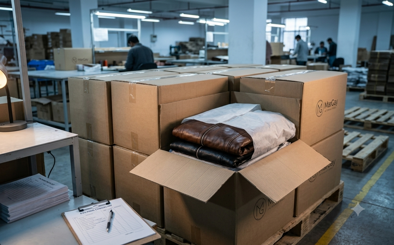 Leather goods packed for export